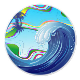 Sea Ocean big Wave Water Ceramic Knob