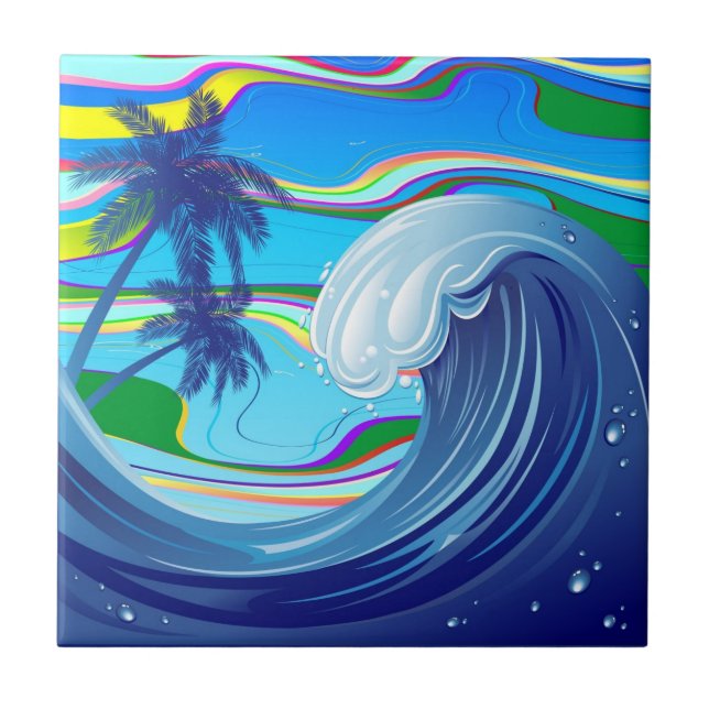 Sea Ocean big Wave Water  Ceramic Tile (Front)