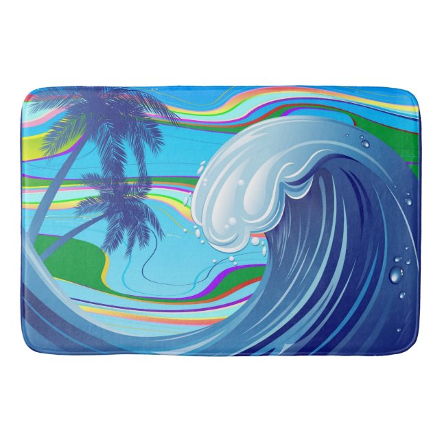Sea Ocean big Wave Water Double-Sided keychain Bath Mat (Front)