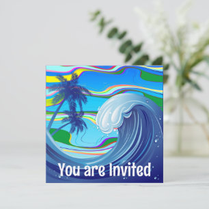 Sea Ocean big Wave Water Double-Sided keychain Invitation