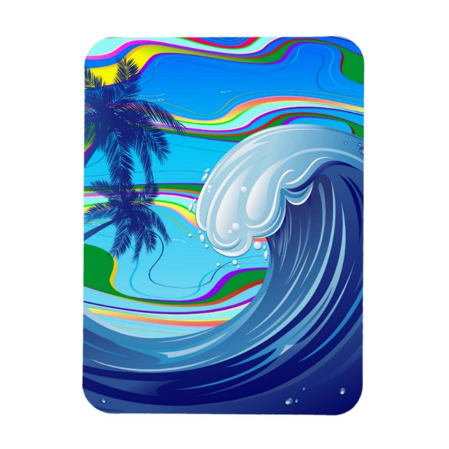 Sea Ocean big Wave Water Double-Sided keychain Magnet (Vertical)