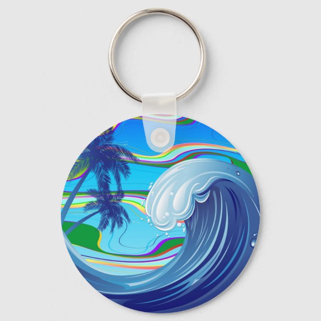 Sea Ocean big Wave Water keychain (Front)