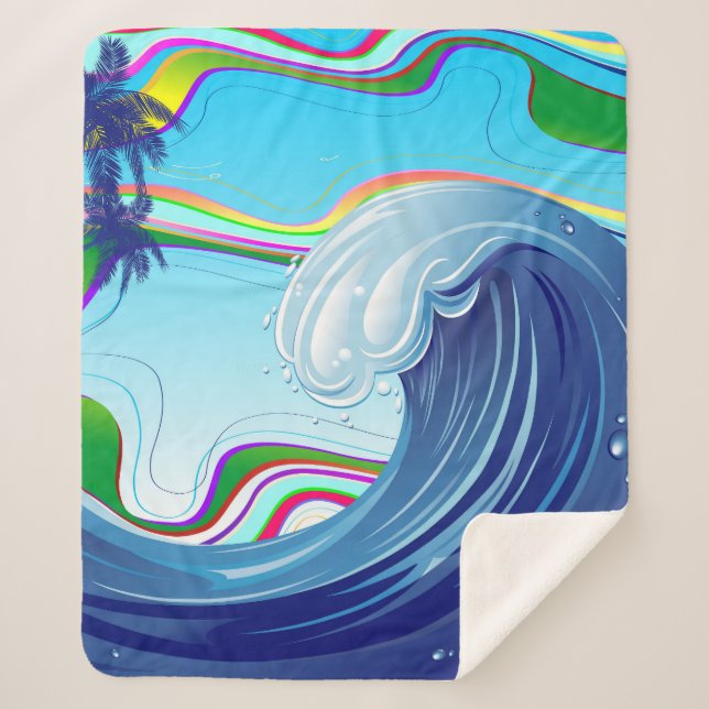 Sea Ocean big Wave Water  Sherpa Blanket (Front)