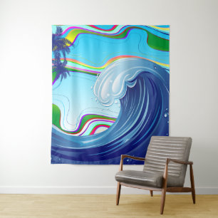 Sea Ocean big Wave Water  Tapestry