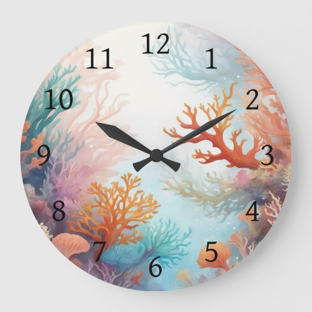 Sea Ocean Bottom Corals Design 315 Large Clock (Front)