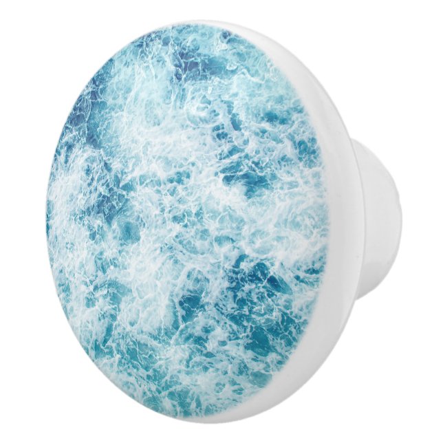 Sea ocean water splashes landscape large ceramic knob (Right)