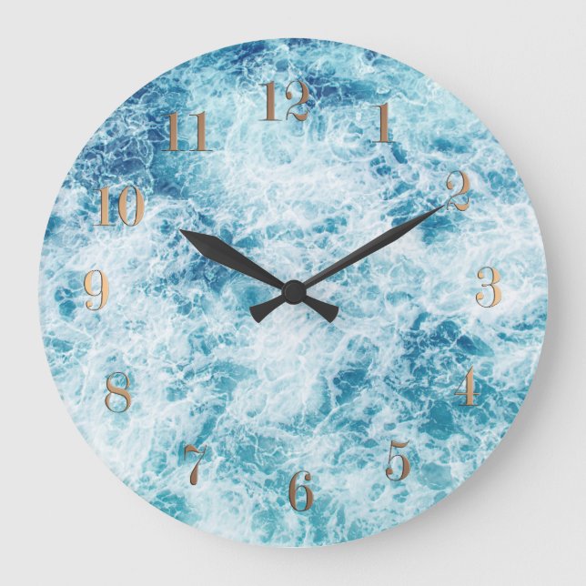 Sea ocean water splashes landscape large clock (Front)