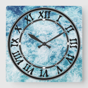 Sea ocean water splashes landscape square wall clock