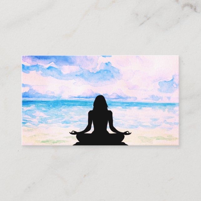 *~*  Sea Ocean Yoga Beach Mindfulness Meditation Business Card (Front)