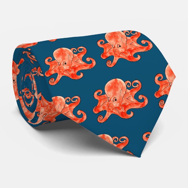 sea octopus pattern tie (Rolled)