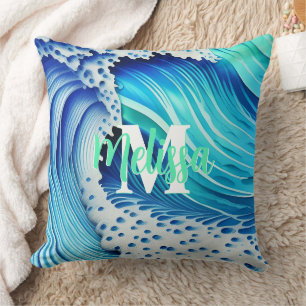 Sea of Blue Monogrammed Cushion