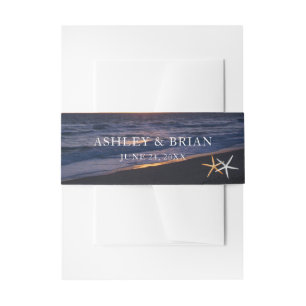 Sea of Love Beach Sunset Starfish Wedding Invitation Belly Band