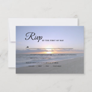 Sea of Love   Beach Sunset Starfish Wedding RSVP Card