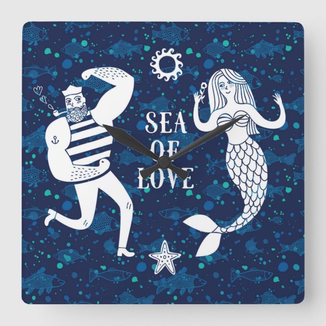 Sea Of Love Poster Square Wall Clock (Front)