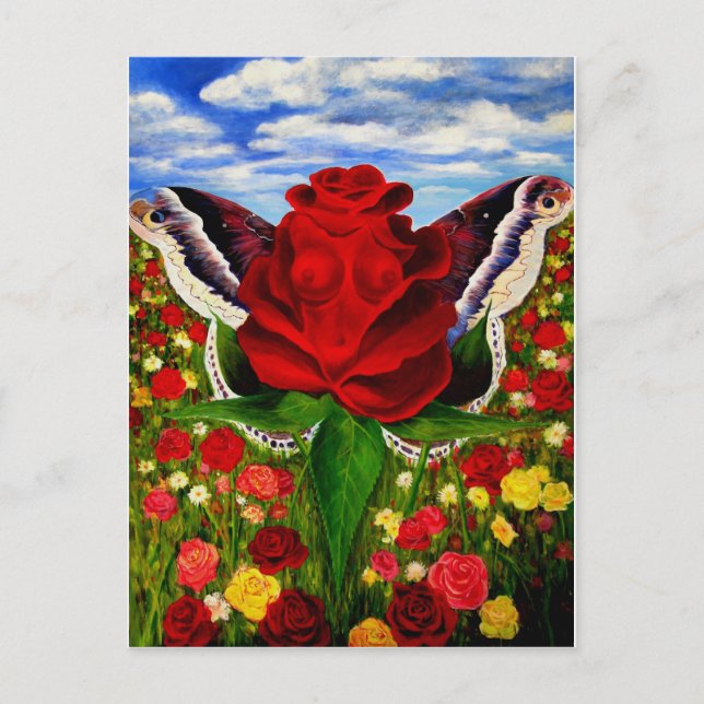 Sea of roses by Lenny clouds surreal Postcard (Front)