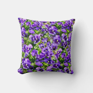 Sea of Serenity: The Beautiful Purple Pansy Field Cushion