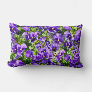 Sea of Serenity: The Beautiful Purple Pansy Field Lumbar Cushion