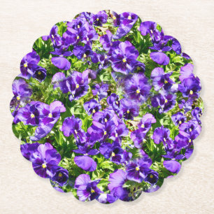Sea of Serenity: The Beautiful Purple Pansy Field Paper Coaster