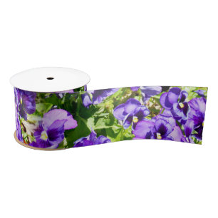 Sea of Serenity: The Beautiful Purple Pansy Field Satin Ribbon