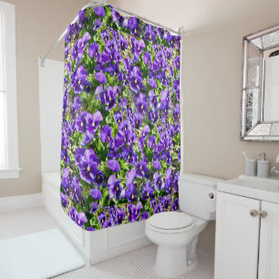 Sea of Serenity: The Beautiful Purple Pansy Field Shower Curtain