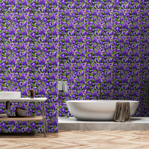 Sea of Serenity: The Beautiful Purple Pansy Field Wallpaper