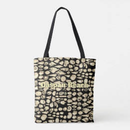 Sea of Shells -Black Personalised Tote Bag