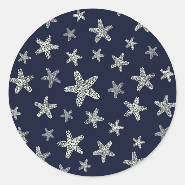 Sea Of Starfish Pattern Classic Round Sticker (Front)