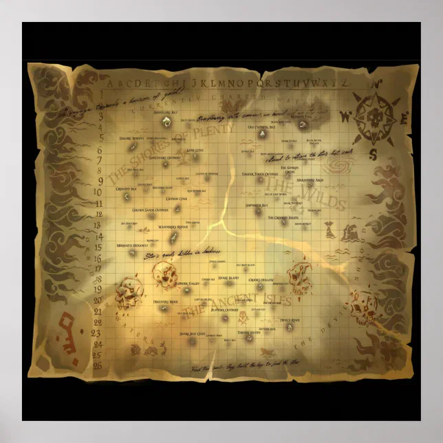 Sea Of Thieves Map Poster Zazzle sea-of-thieves-map-poster-zazzle