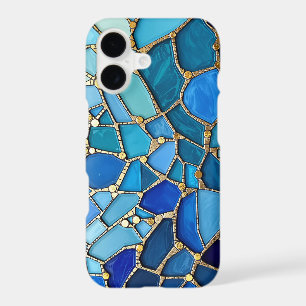 Sea of Waves Blue and Gold Mosaic Fine Art