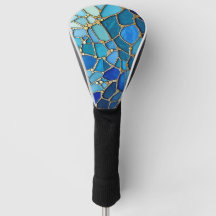 Sea of Waves Blue and Gold Mosaic Fine Art