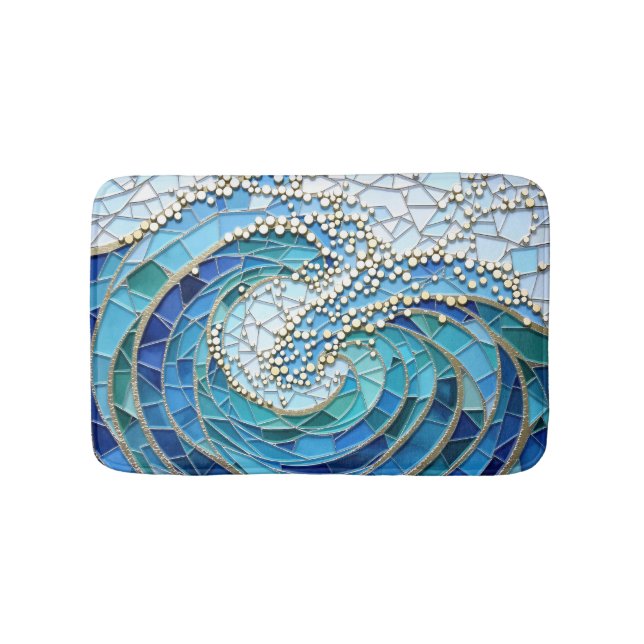 Sea of Waves Mosaic Art Bath Mat (Front)