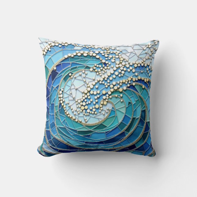 Sea of Waves Mosaic Art Cushion (Front)