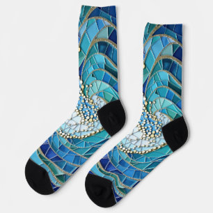 Sea of Waves Mosaic Art Socks