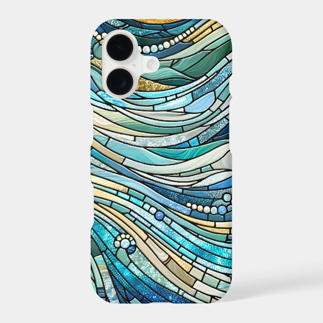 Sea of Waves Teal Mosaic Fine Art (Back)