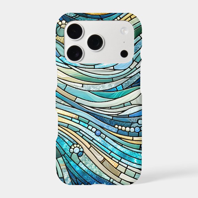 Sea of Waves Teal Mosaic Fine Art (Back)