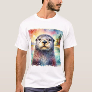 Sea Otter 081024AREF148 - Watercolor T-Shirt