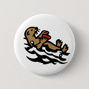 Sea otter 6 cm round badge