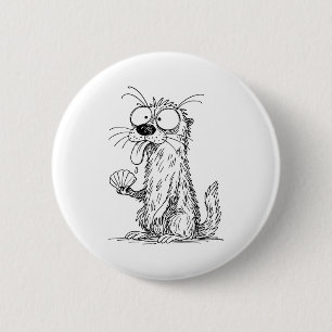 Sea Otter Abstract Art Rtrait Drawing Whimsical Fu 6 Cm Round Badge