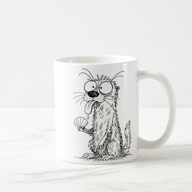 Sea Otter Abstract Art Rtrait Drawing Whimsical Fu Coffee Mug (Right)