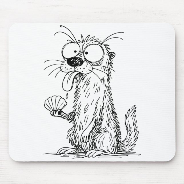 Sea Otter Abstract Art Rtrait Drawing Whimsical Fu Mouse Pad (Front)