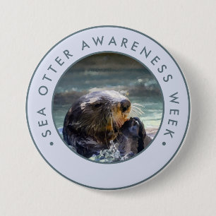 Sea Otter Awareness Week, watercolor 7.5 Cm Round Badge