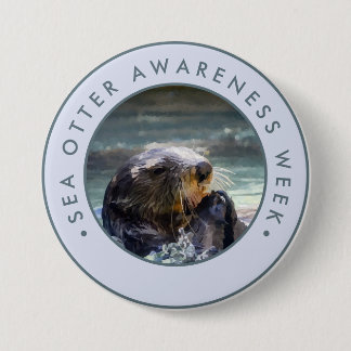 Sea Otter Awareness Week, watercolor 7.5 Cm Round Badge