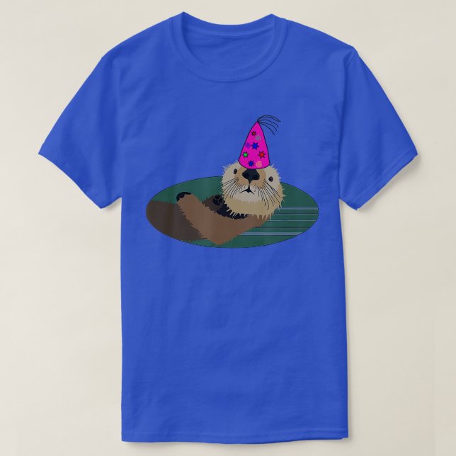 Sea Otter Birthday Hat Party Design  T-Shirt (Design Front)