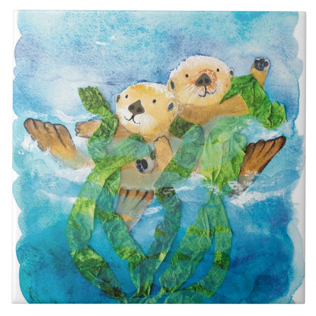 Sea Otter Ceramic Tile/Trivet (6" square) Ceramic Tile (Front)