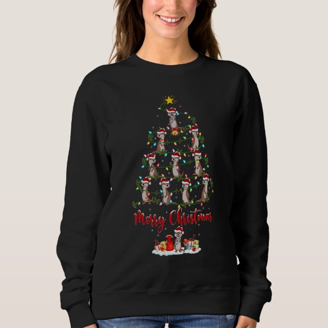 Sea Otter Christmas Tree Lights  Sea Otter Xmas Sweatshirt (Front)