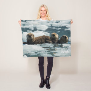 Sea Otter Family Fleece Blanket