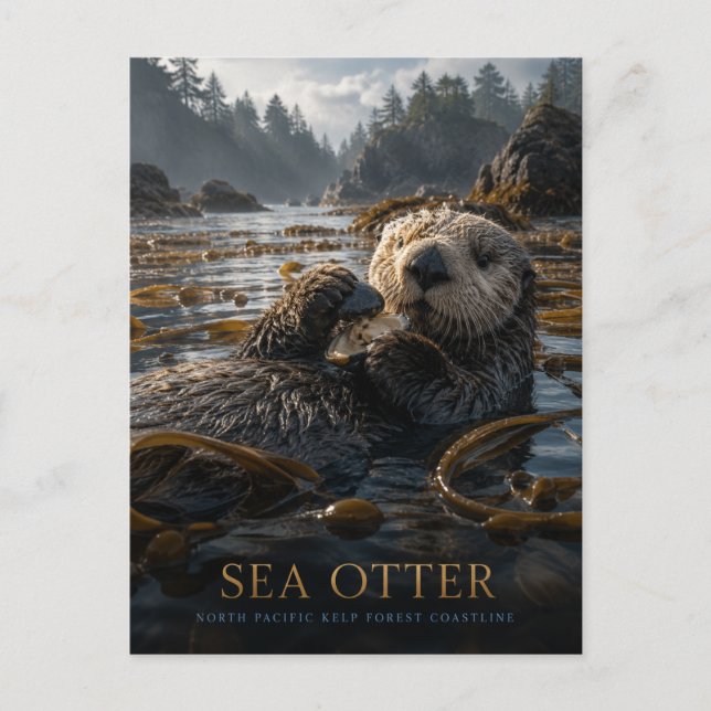 Sea Otter Kelp Forest ANIMALS Postcard (Front)