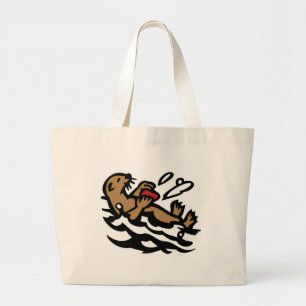 Sea otter large tote bag