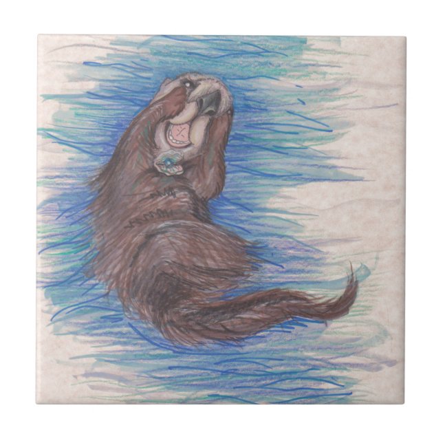 Sea Otter Little Wild Animal Critter Cute Tile (Front)