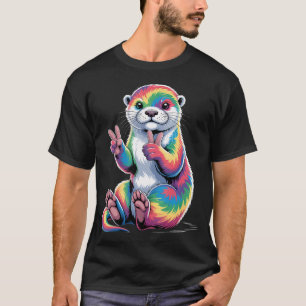 Sea Otter Merch Tie Dye Peace Sign Vintage Sea T-Shirt